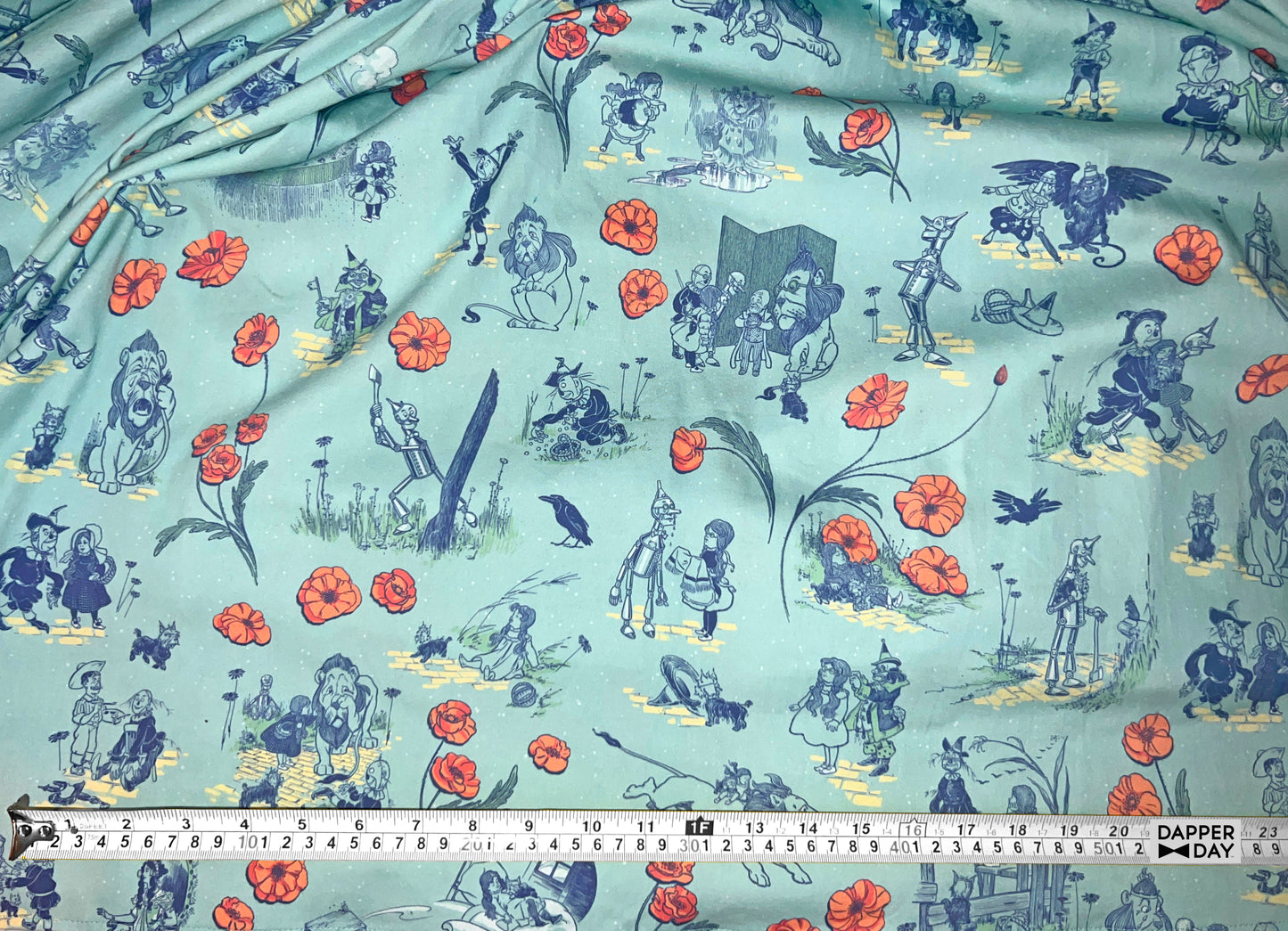 'Land of Oz' Stretch Cotton Fabric (Aqua)