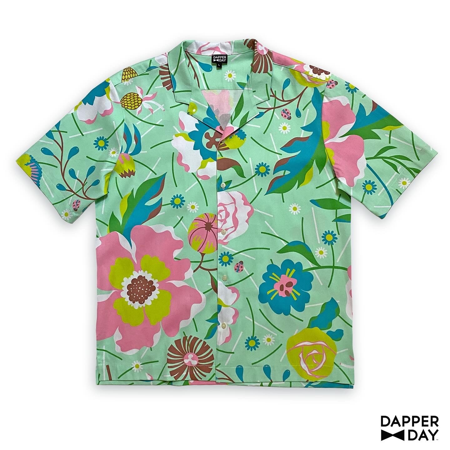 ‘Garden Party’ Cabana Shirt in Cotton (Mint) - Final Sale