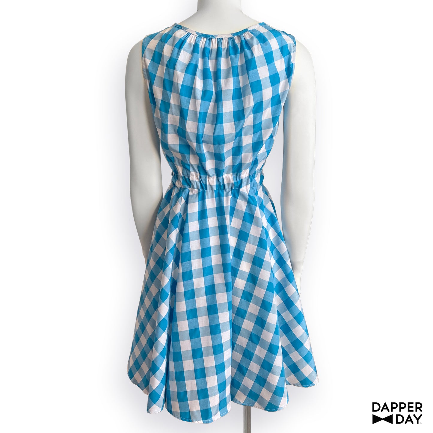 Gingham Popover Mini Dress (Sky Blue) - Final Sale