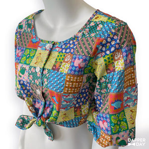 'Prehistoric Patchwork' Meadow Blouse in Cotton