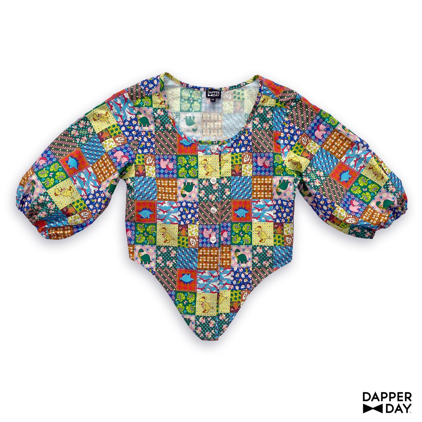'Prehistoric Patchwork' Meadow Blouse in Cotton - Final Sale