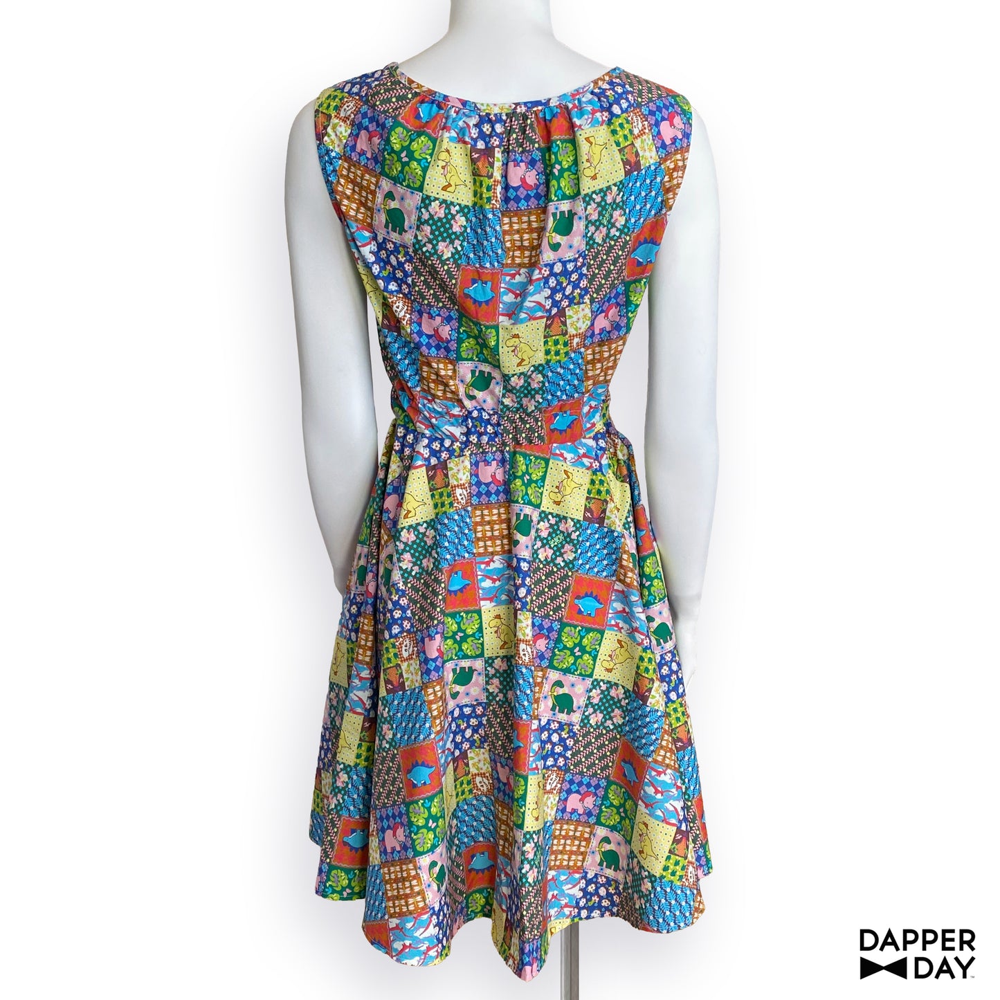 'Prehistoric Patchwork' Cotton Popover Mini Dress - Final Sale