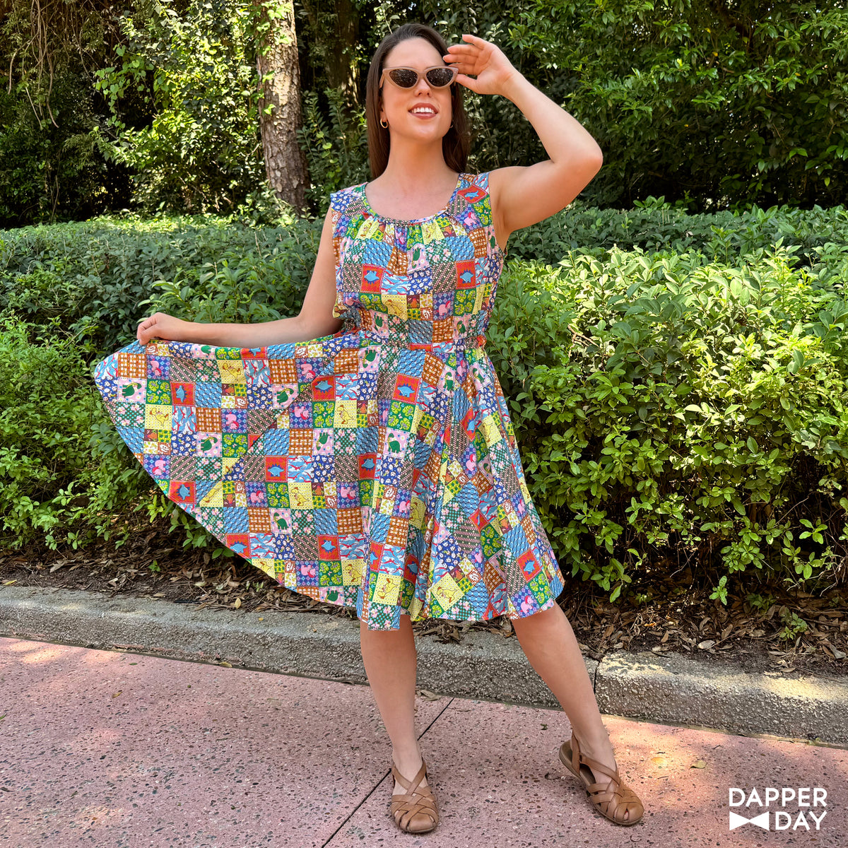'Prehistoric Patchwork' Cotton Popover Mini Dress - Final Sale