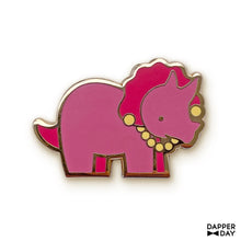 Load image into Gallery viewer, Dapper Triceratops Pin In Pink
