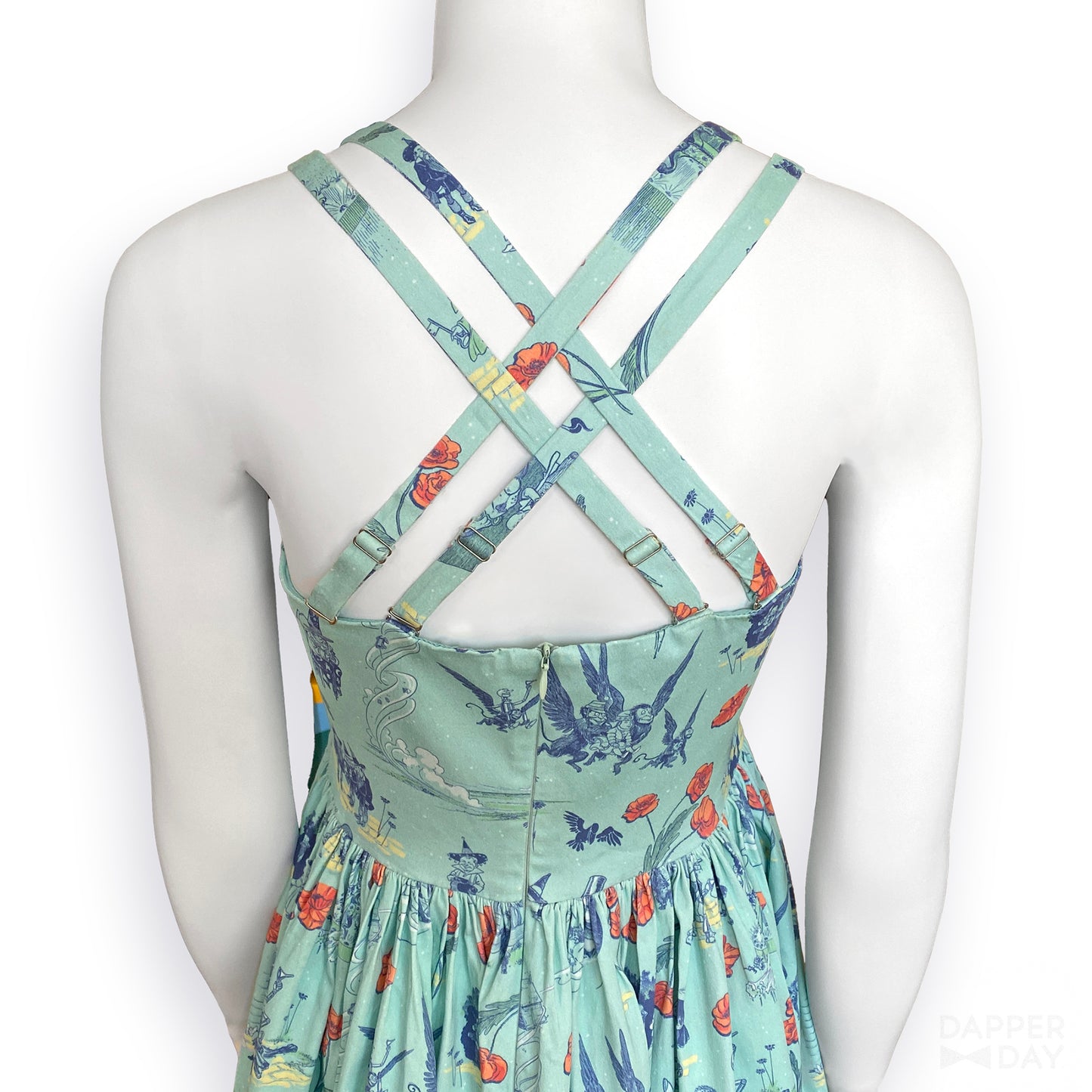 “Land of Oz” Sophia Dress in Cotton (Aqua)