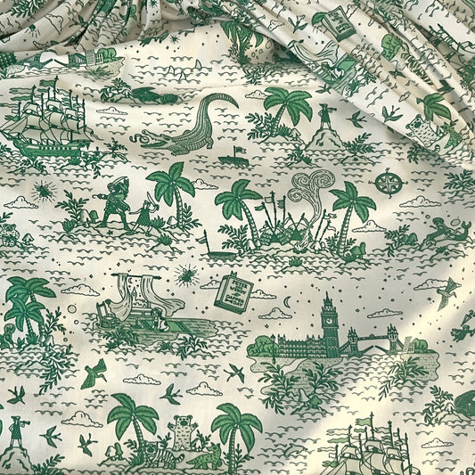 'Neverland Toile' Cotton Fabric (Sand)