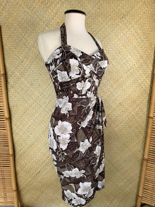 Lorelei's Vintage- Bali Hai Sarong Dress- The Royal Orchid Collection -Coconut