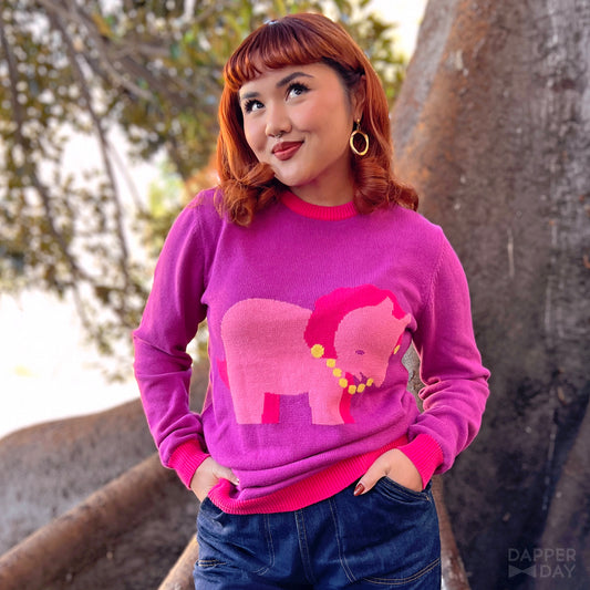 Pink Triceratops Knit Pullover