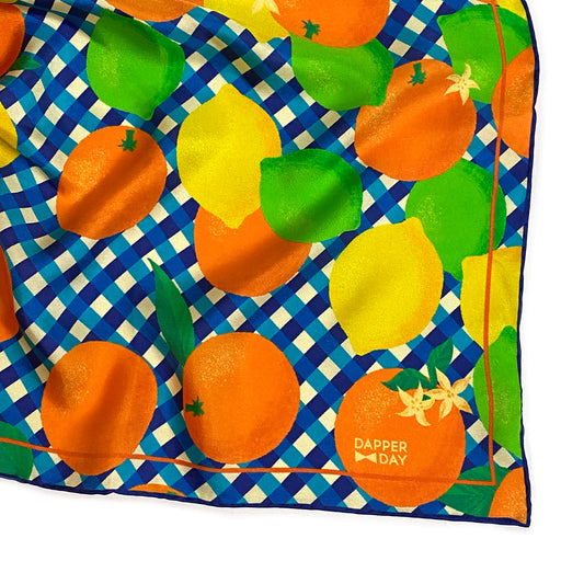 'Citrus Gingham' Silk Scarf