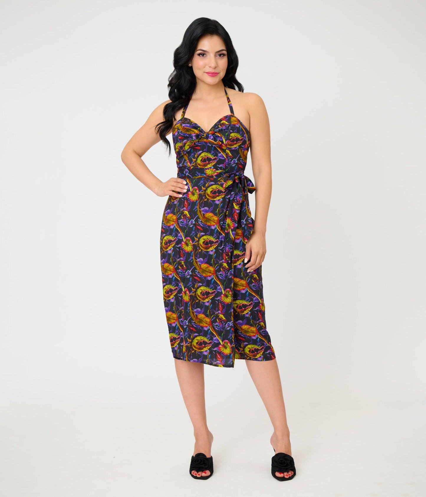 Unique Vintage Carnivorous Plants Leilani Sarong Dress: XL/14-16