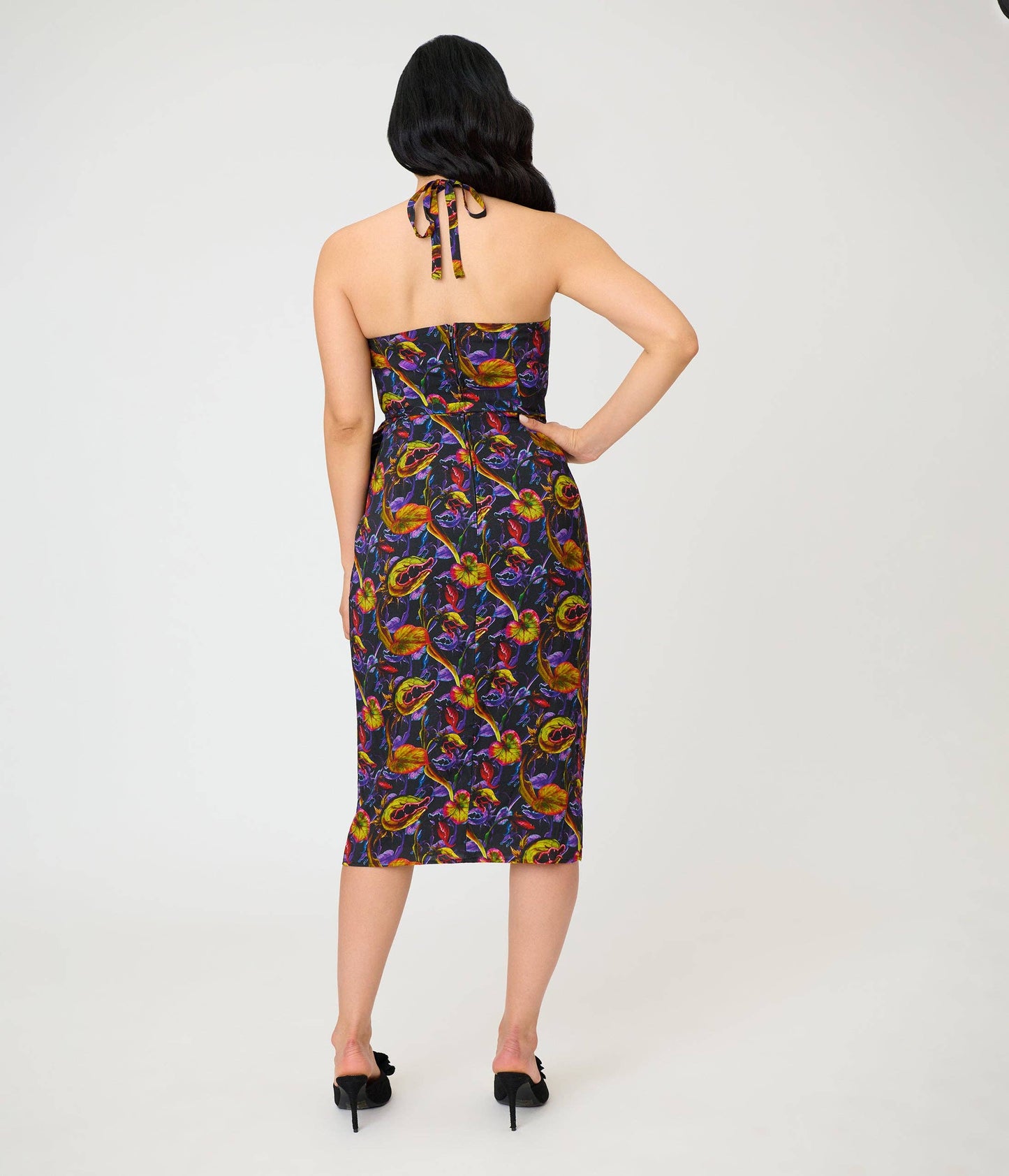 Unique Vintage Carnivorous Plants Leilani Sarong Dress: XL/14-16