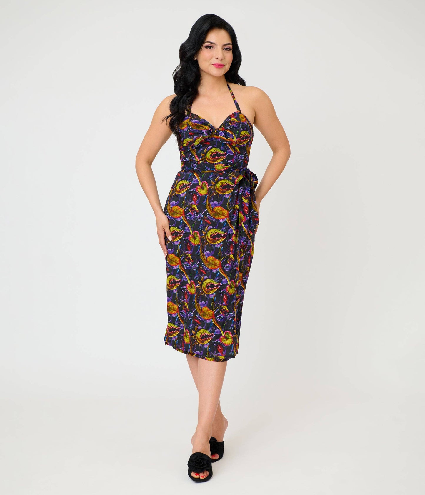 Unique Vintage Carnivorous Plants Leilani Sarong Dress: XL/14-16