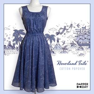 'Neverland Toile' Cotton Fabric (Blue)