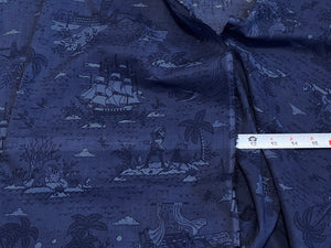 'Neverland Toile' Cotton Fabric (Blue)