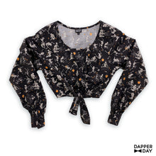 Load image into Gallery viewer, &#39;Kyōsai Skeletons&#39; Meadow Blouse in Cotton (Black)
