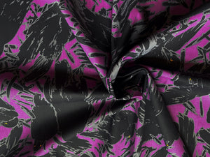 'Kyōsai Crows’ print Cotton Poplin Fabric