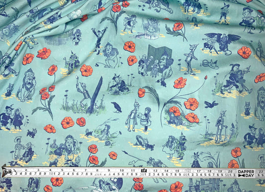 'Land of Oz' Stretch Cotton Fabric (Aqua)