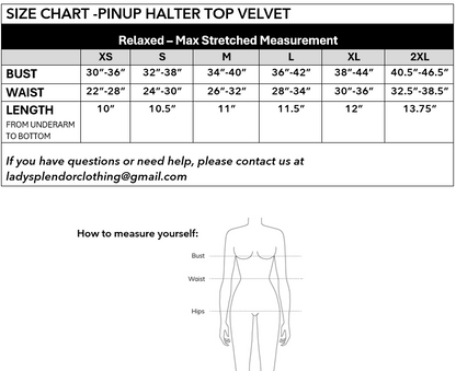 Pinup Halter Top in Black Velvet
