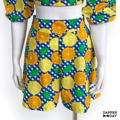 *ONLY ONE XL LEFT* 'Citrus Gingham' Playset Shorts in Cotton - Final Sale