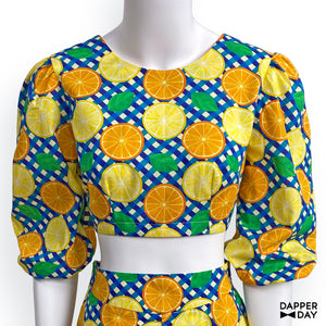 *ONLY SIZE MED & 3X LEFT* 'Citrus Gingham' Playset Top in Cotton - Final Sale