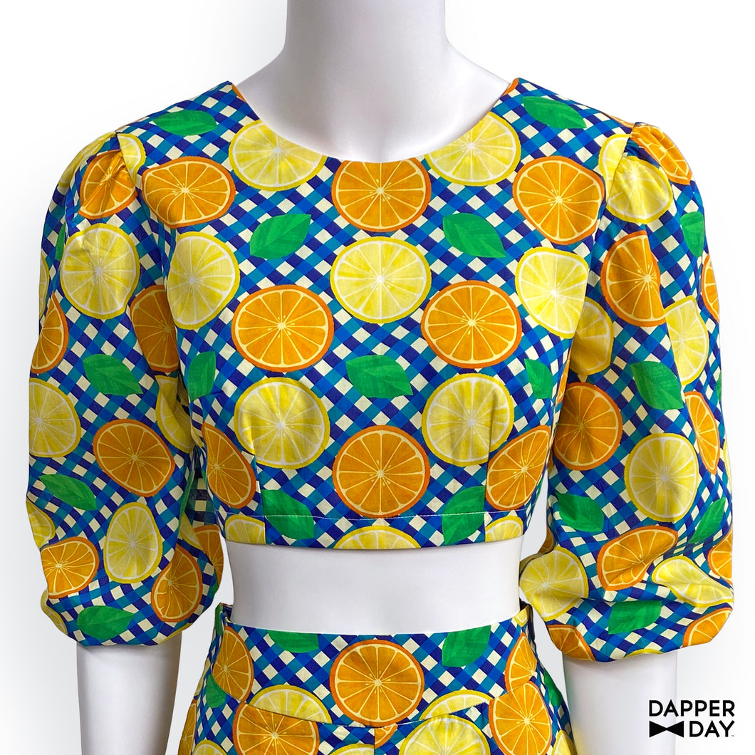 *ONLY SIZE MED & 3X LEFT* 'Citrus Gingham' Playset Top in Cotton - Final Sale