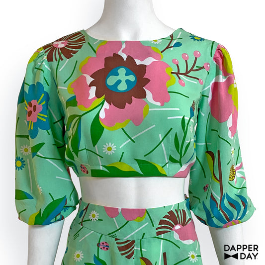 ‘Garden Party’ Playset Top in Rayon (Mint) - Final Sale
