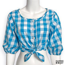 Load image into Gallery viewer, Gingham Meadow Blouse (Sky Blue)
