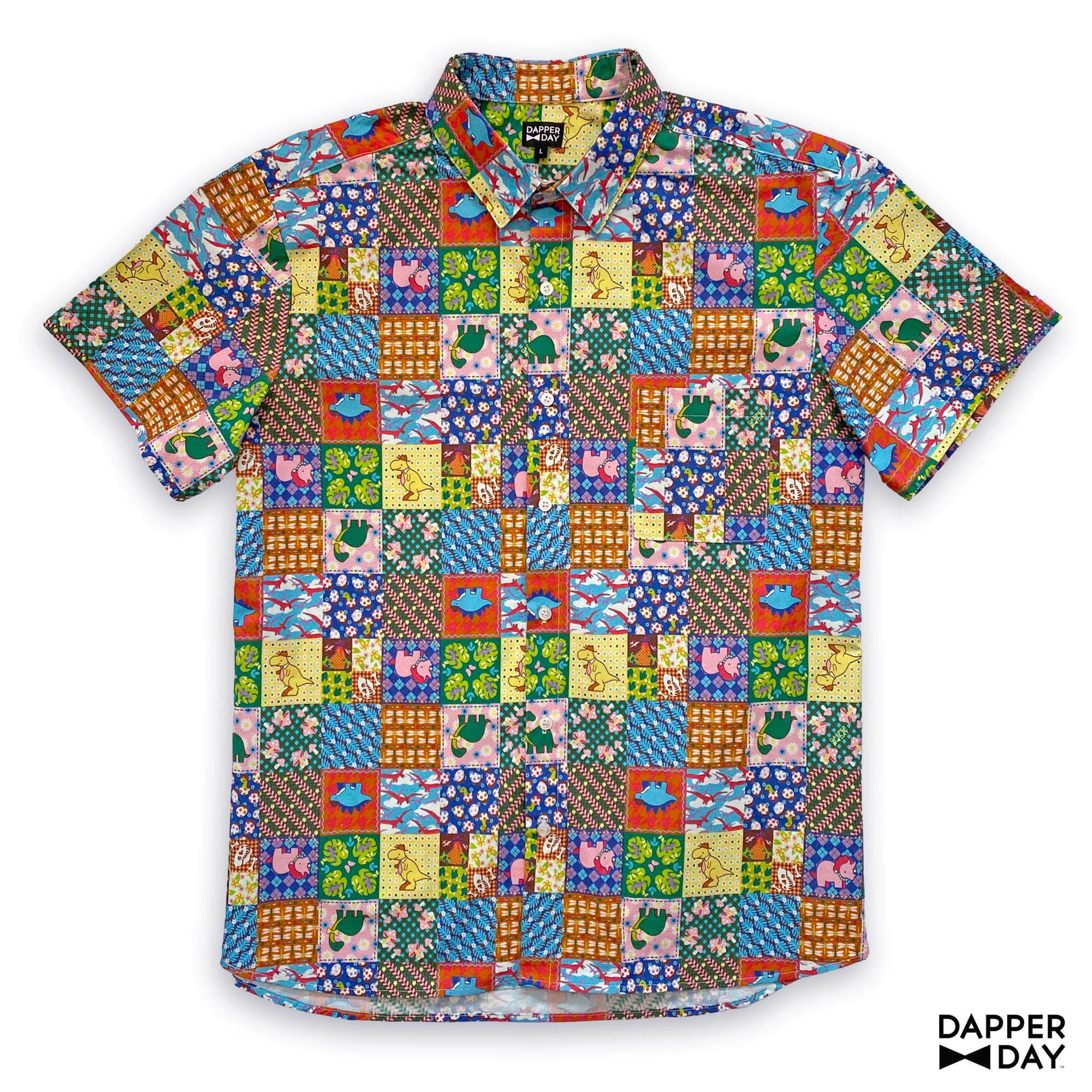 Prehistoric Patchwork' Cotton Sharp Shirt - Final Sale
