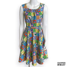 Load image into Gallery viewer, &#39;Prehistoric Patchwork&#39; Cotton Popover Mini Dress

