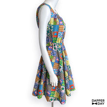 Load image into Gallery viewer, &#39;Prehistoric Patchwork&#39; Cotton Popover Mini Dress
