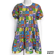 Load image into Gallery viewer, &#39;Prehistoric Patchwork&#39; Prairie Mini Dress in Cotton
