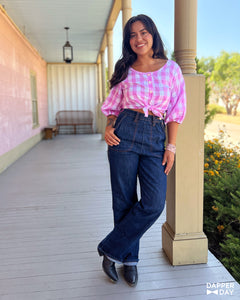 Gingham Meadow Blouse (Pink Lilac)