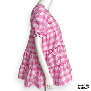 The Prairie Mini Dress (Pink Lilac Gingham)
