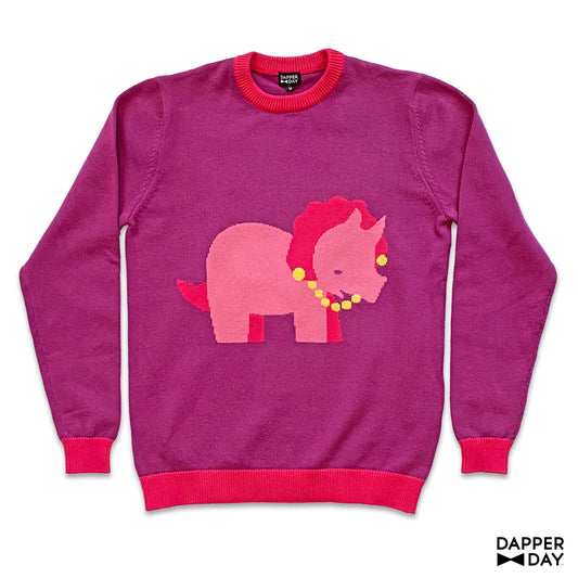 Pink Triceratops Knit Pullover
