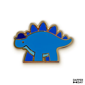 Dapper Stegosaurus Pin in Blue