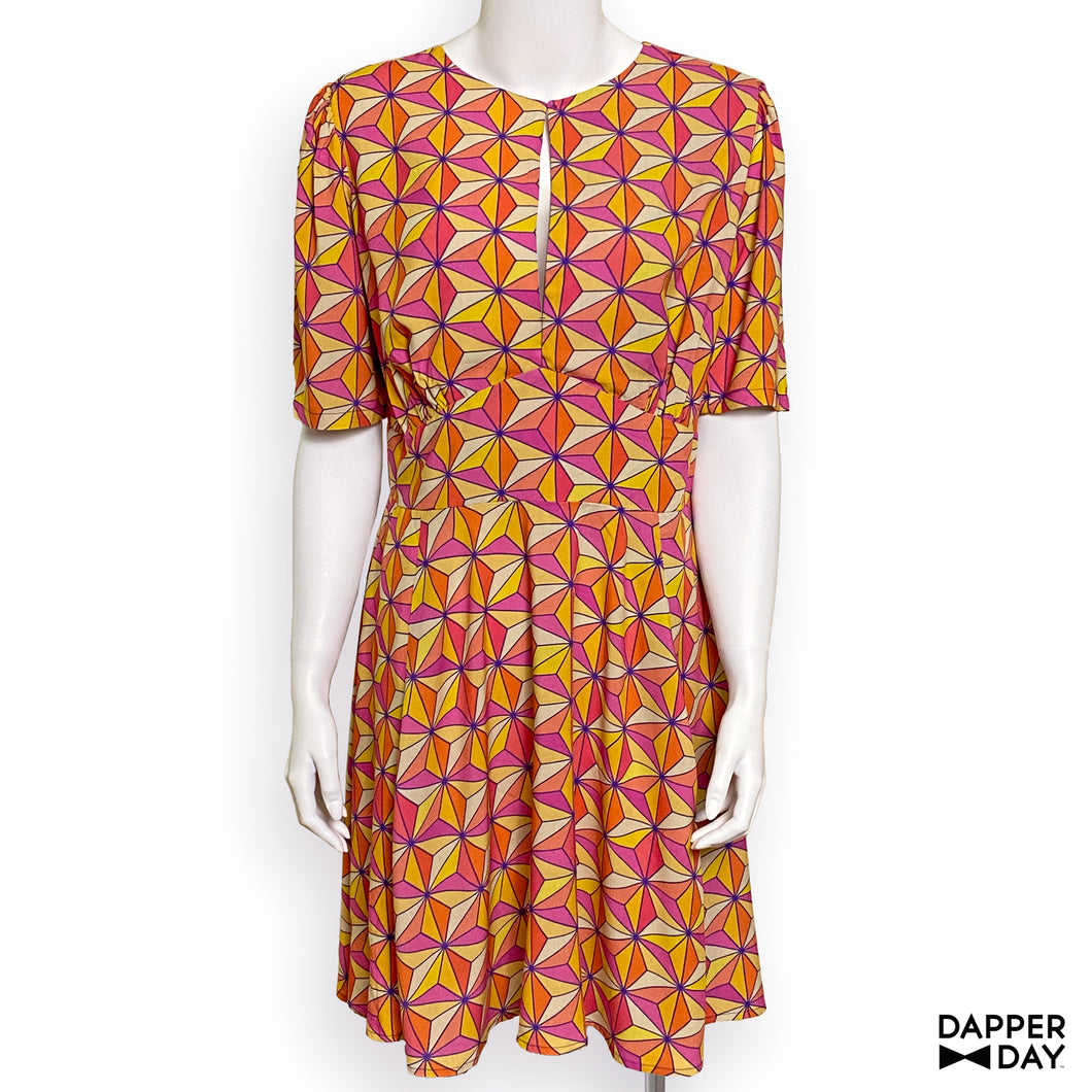 'Sharkstooth' Rayon Judi Dress (Tangerine)