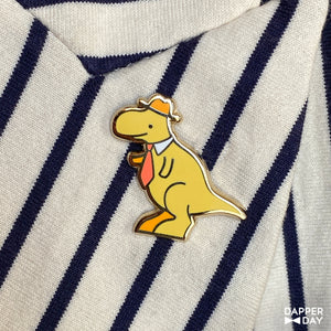 Dapper T-rex Pin in Yellow