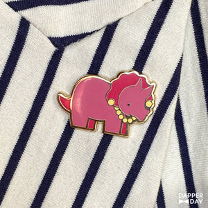 Dapper Triceratops Pin In Pink