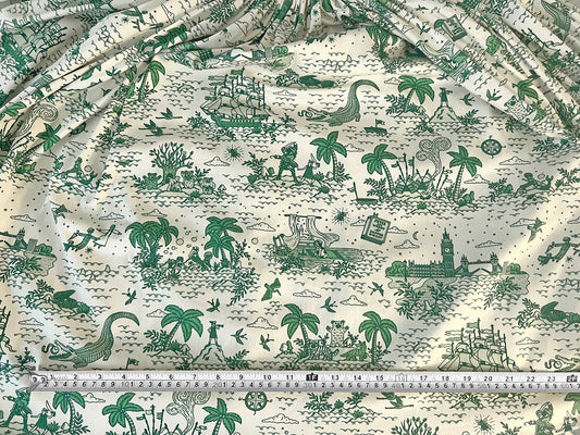 'Neverland Toile' Cotton Fabric (Sand)