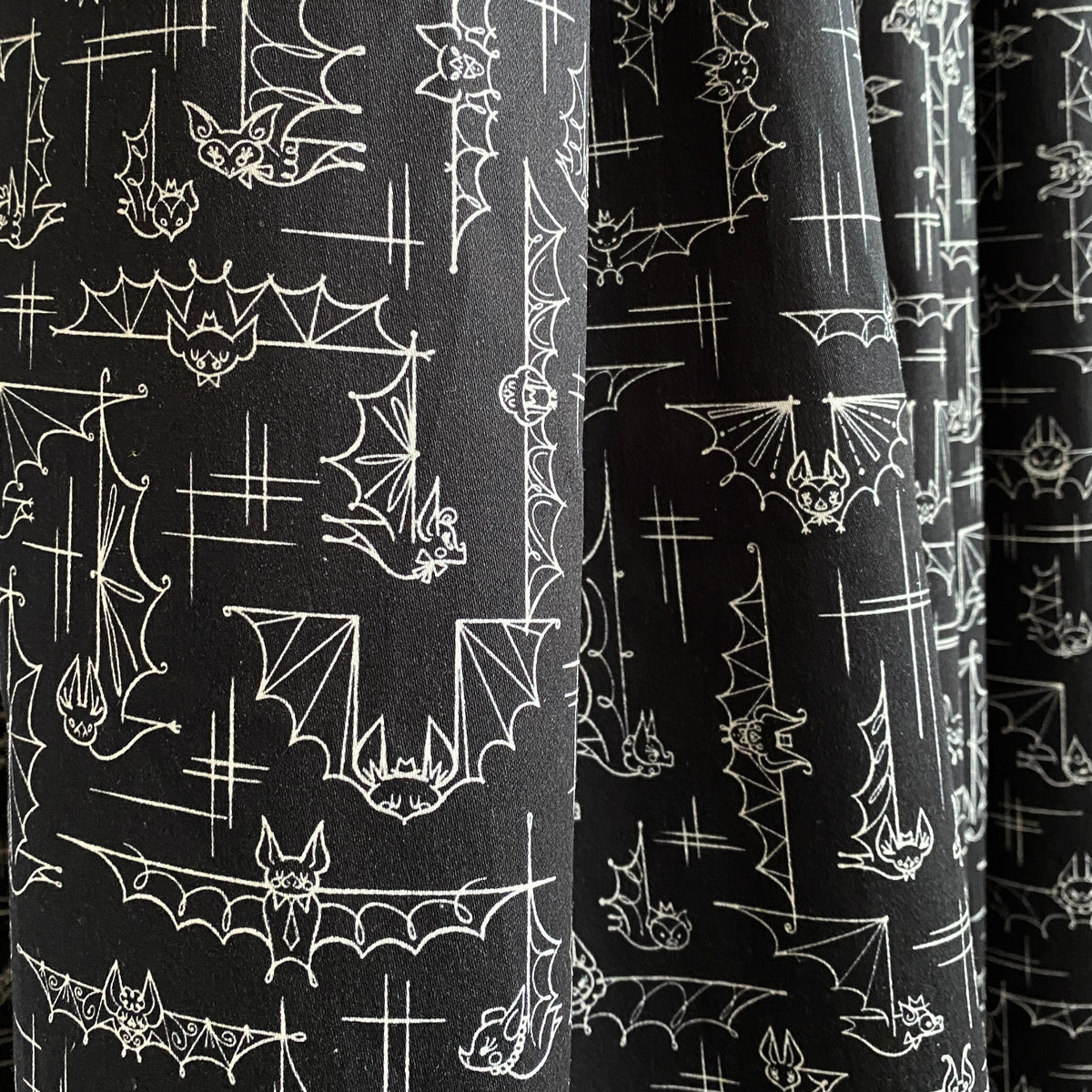 'Bats' Night Out' Stretch Cotton Fabric 3 Yards - PREORDER Ships Oct 13