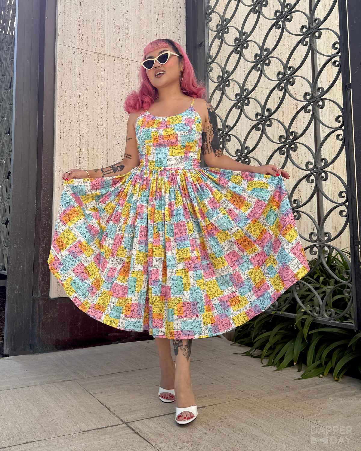 'Birds of a Feather' Party Dress in Cotton