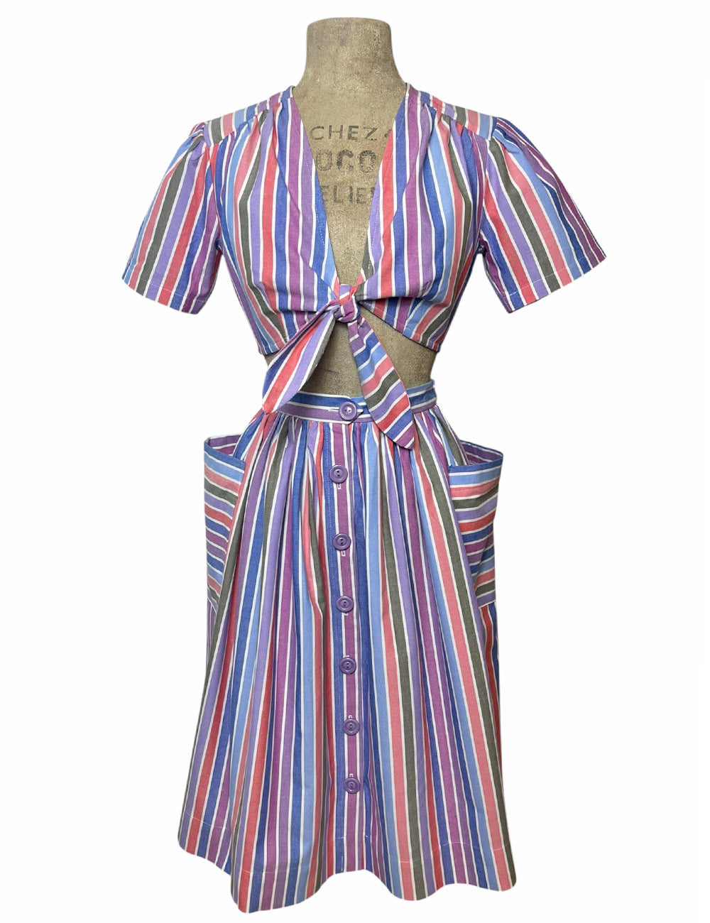 Scout 40s Colorful Cabana Stripe Daisy Crop Top