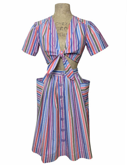 Scout 40s Colorful Cabana Stripe Daisy Crop Top