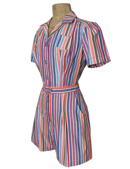 Scout 40s Colorful Cabana Stripe Carolina Romper