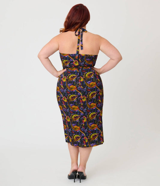 Unique Vintage Plus Size Carnivorous Plants Leilani Sarong Dress: 2X/20W-22W