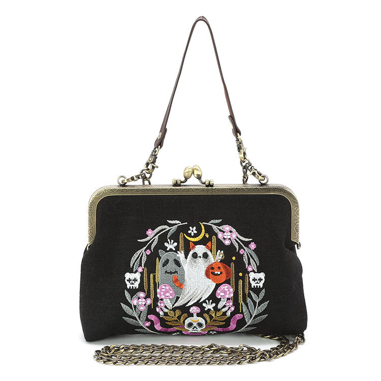 Kitty Ghost Clutch with Convertable Strap