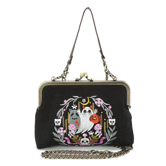Kitty Ghost Clutch with Convertable Strap