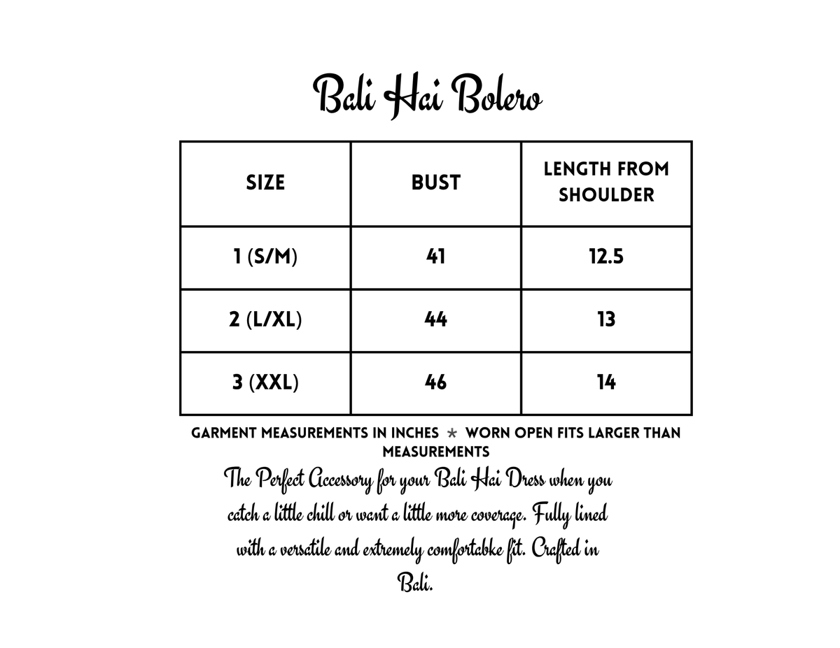 Lorelei's Vintage-Bali Hai Bolero- The Royal Orchid Collection- Coconut