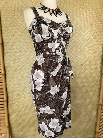 Lorelei's Vintage- Bali Hai Sarong Dress- The Royal Orchid Collection -Coconut