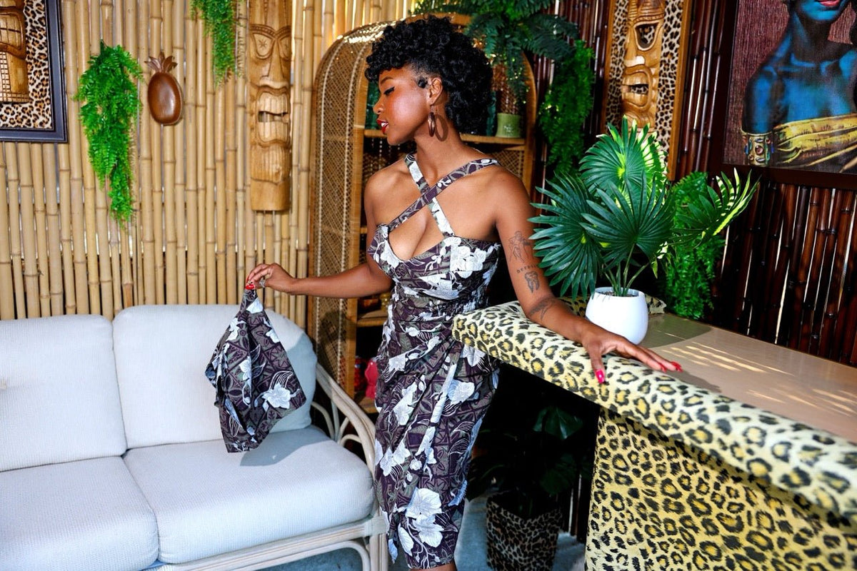 Lorelei's Vintage- Bali Hai Sarong Dress- The Royal Orchid Collection -Coconut
